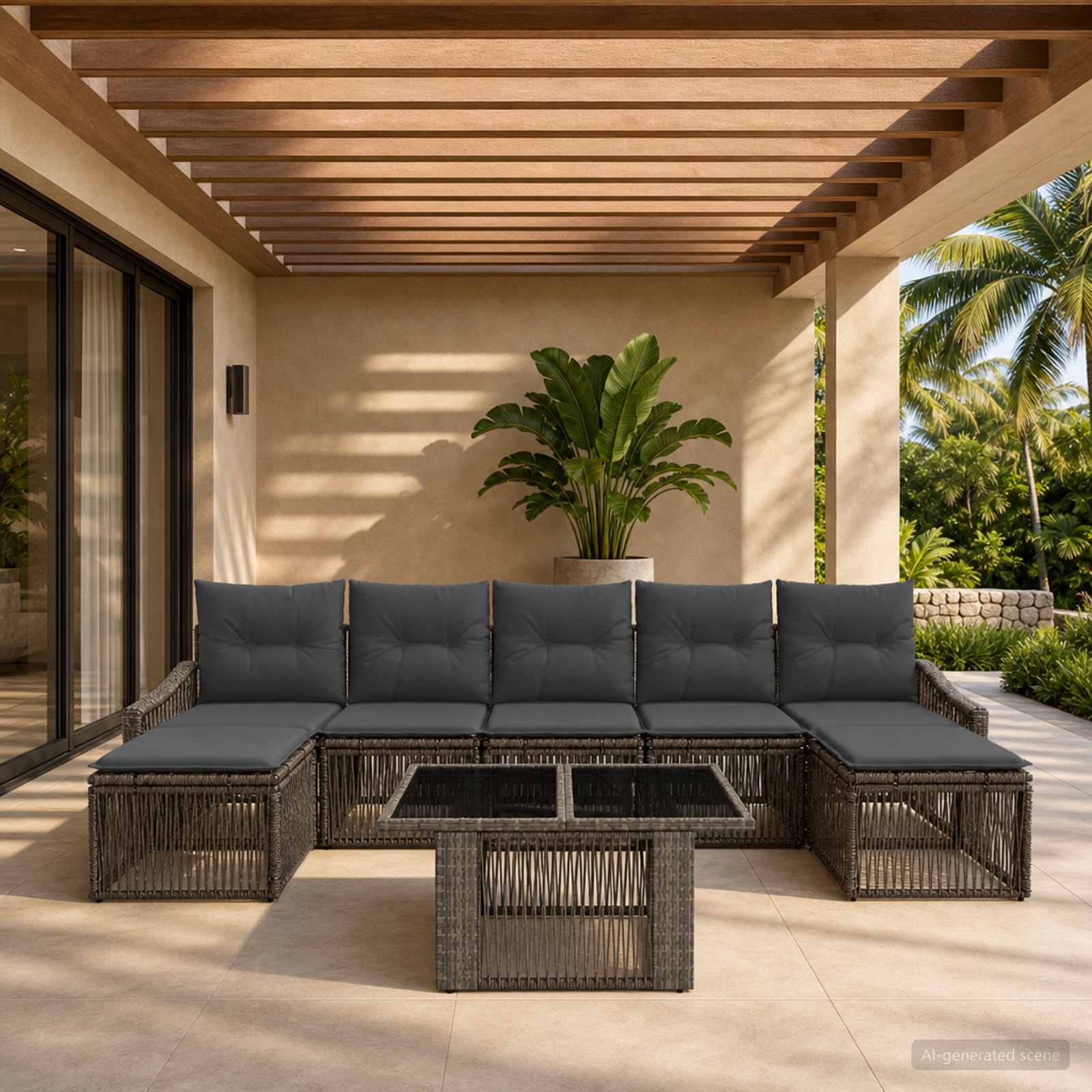 vidaXL Gartensofa-set 8 stk. Grau und Dunkelgrau Poly-Rattan