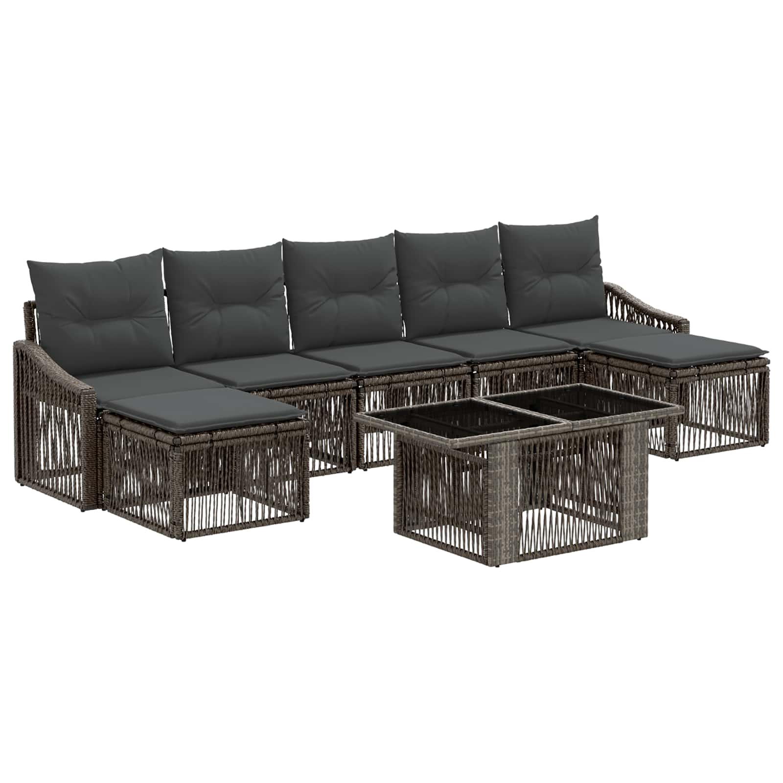 vidaXL Gartensofa-set 8 stk. Grau und Dunkelgrau Poly-Rattan – Bild 2