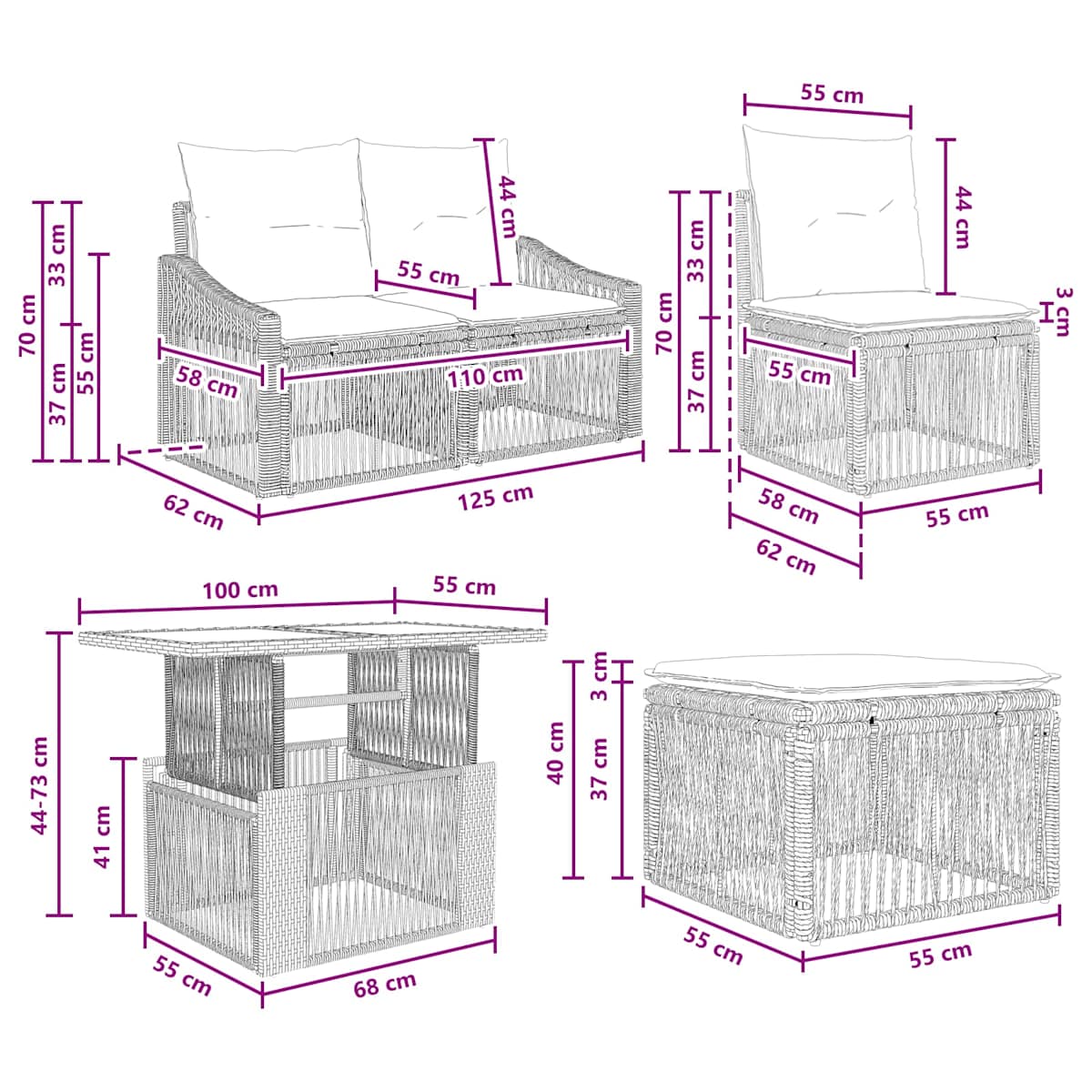 Havesofa Sæt 8 stk. polyrattan - Billede 11