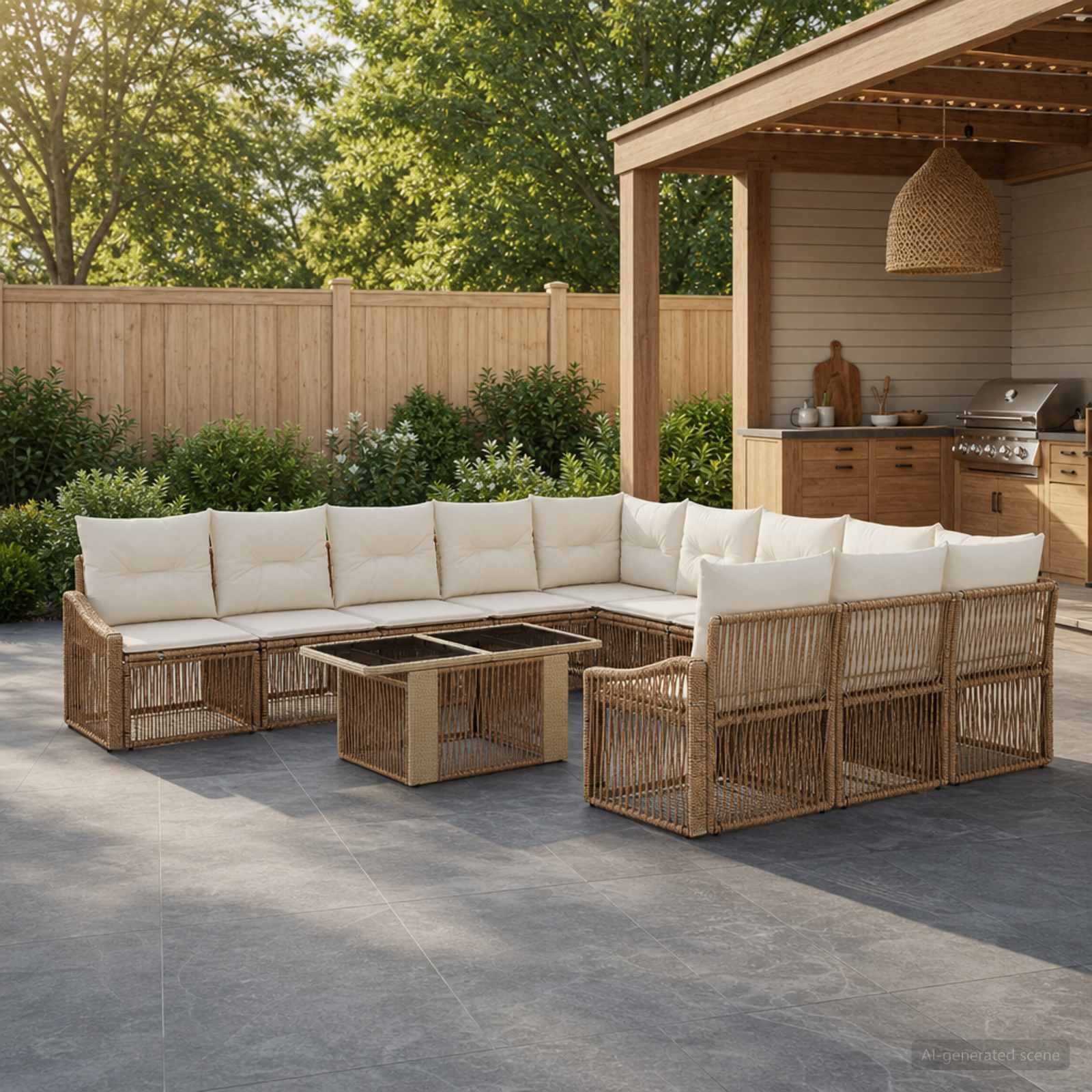 vidaXL Gartensofa-set 12 stk. Beige und Cremeweiß Poly-Rattan