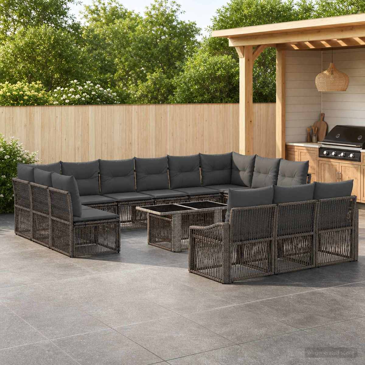 Havesofa Sæt 14 stk. polyrattan