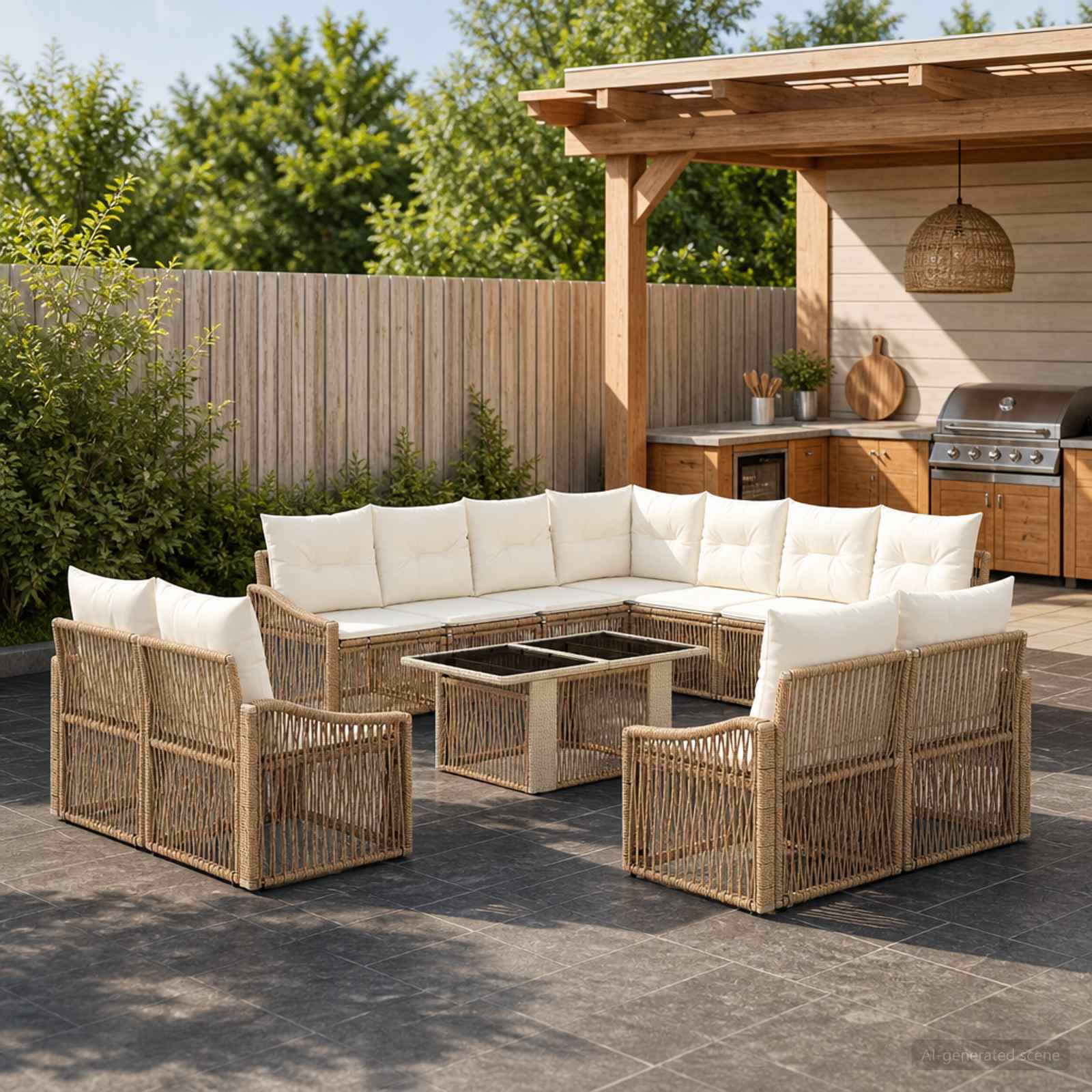 vidaXL Gartensofa-set 12 stk. Beige und Cremeweiß Poly-Rattan