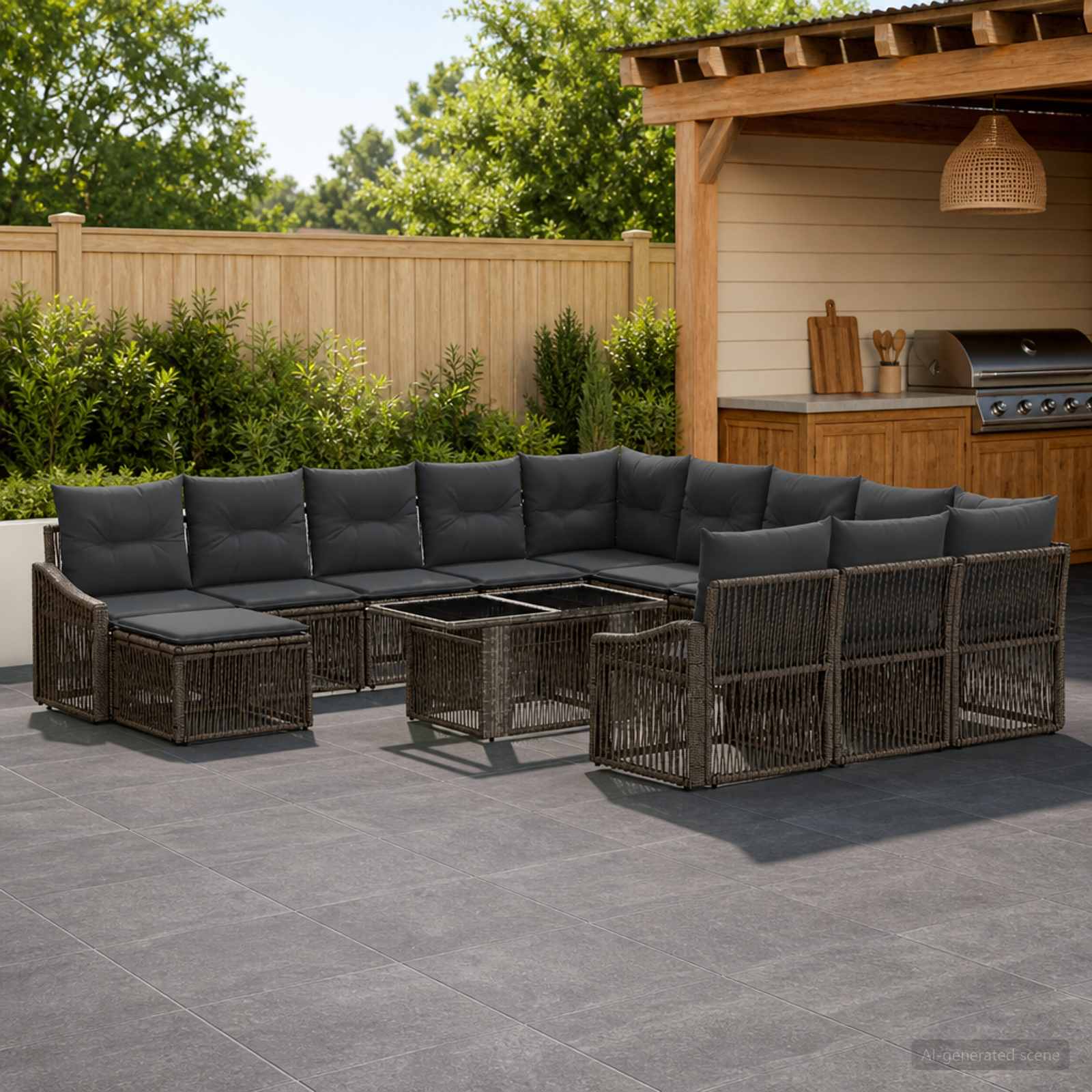 vidaXL Gartensofa-set 13 stk. Grau und Dunkelgrau Poly-Rattan