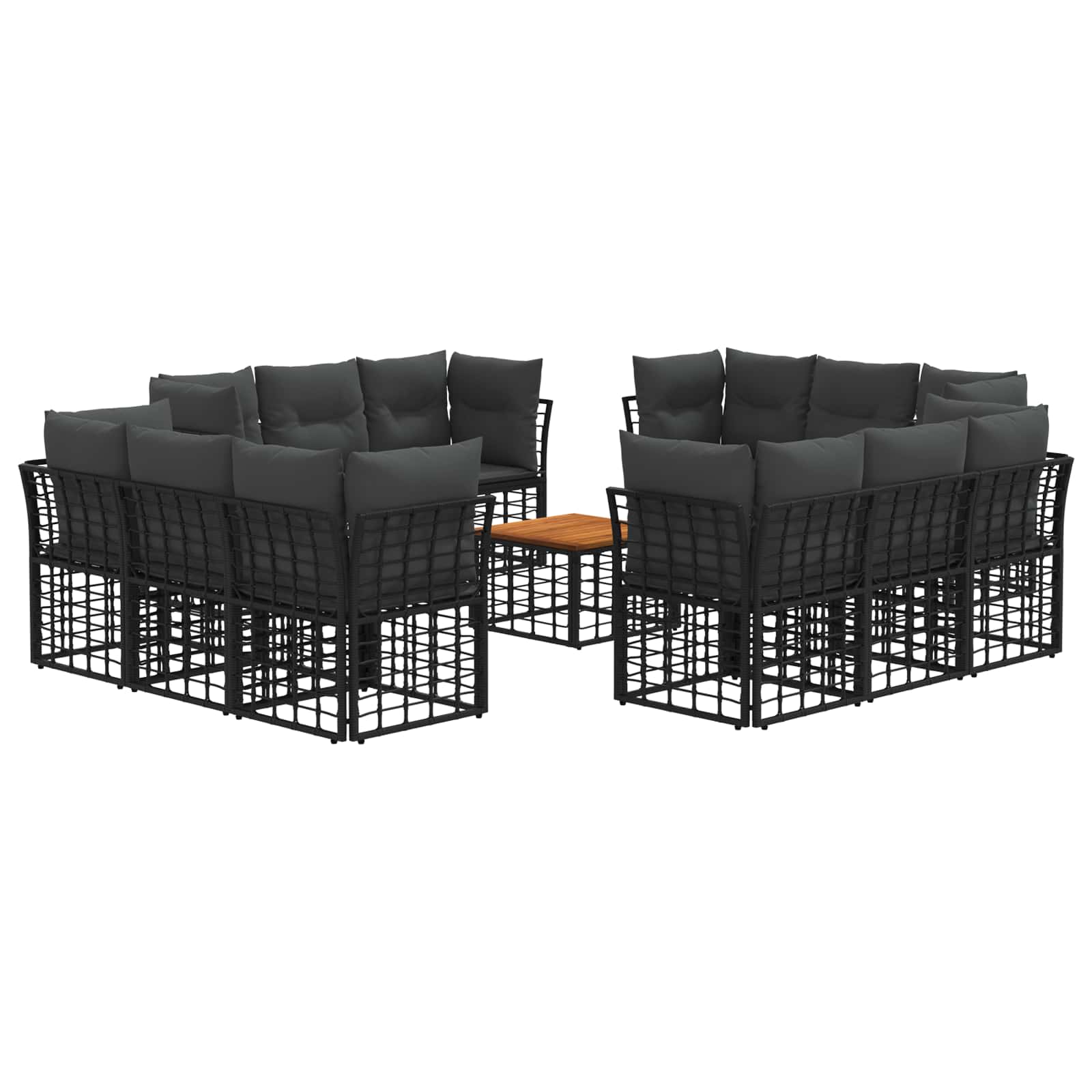 Zunanja garnitura za sedenje 13 pcs Črna in Temno siva