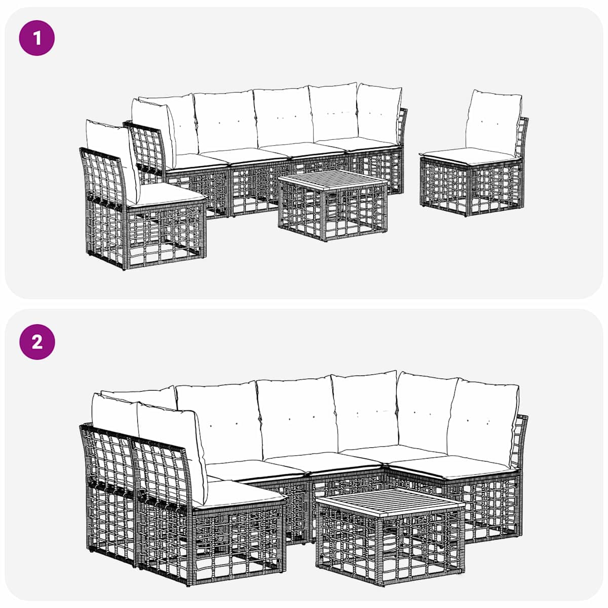 Udendørs sofagruppe 7 stk. Polyester - Billede 8