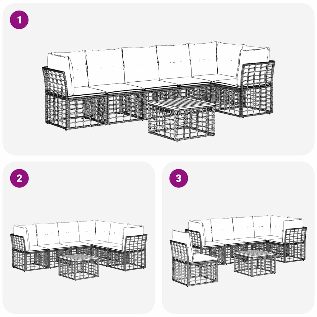 Havesofa Sæt 7 stk. polyrattan - Billede 8