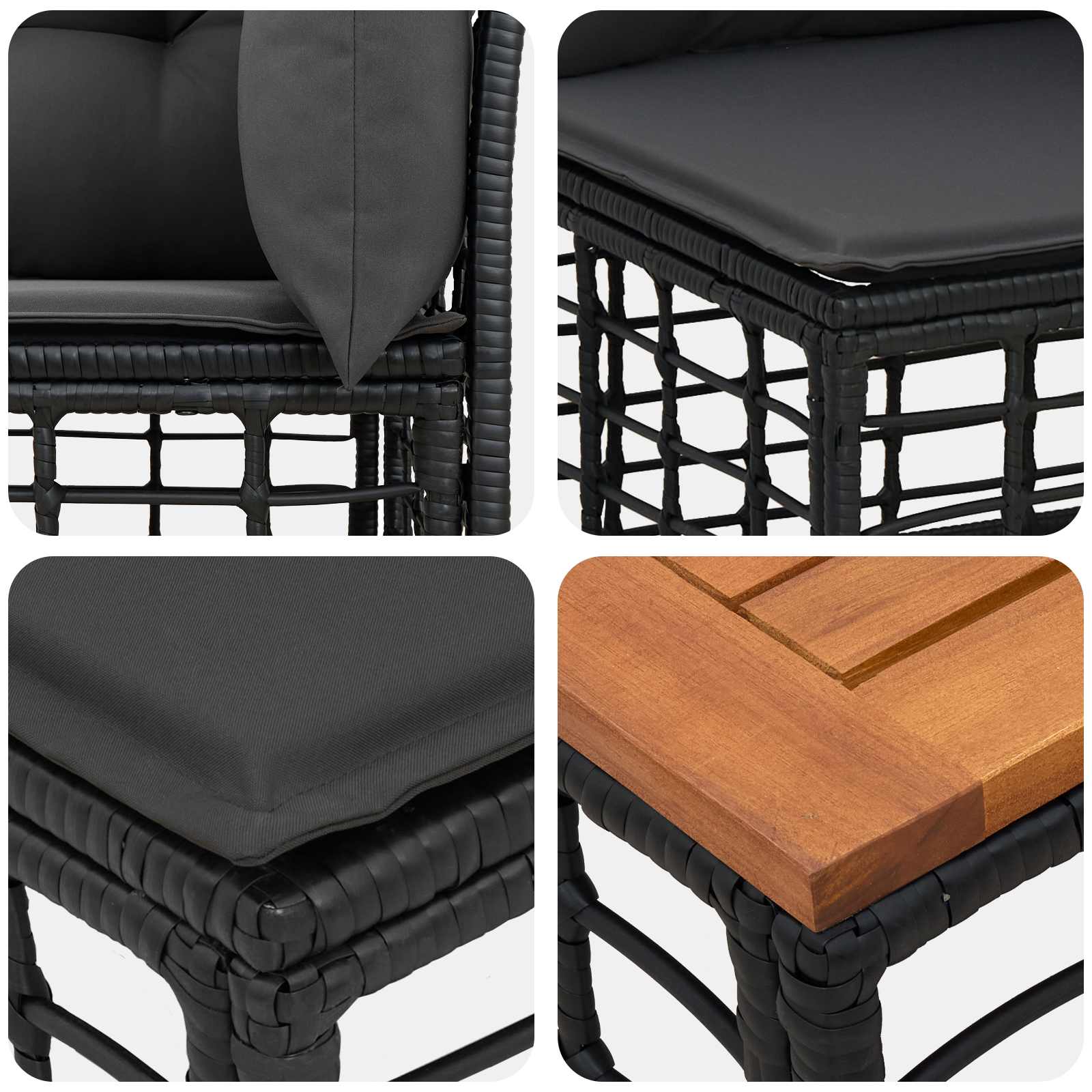 Zunanja garnitura za sedenje 6 pcs Črna in Temno siva Poliester - slika 7