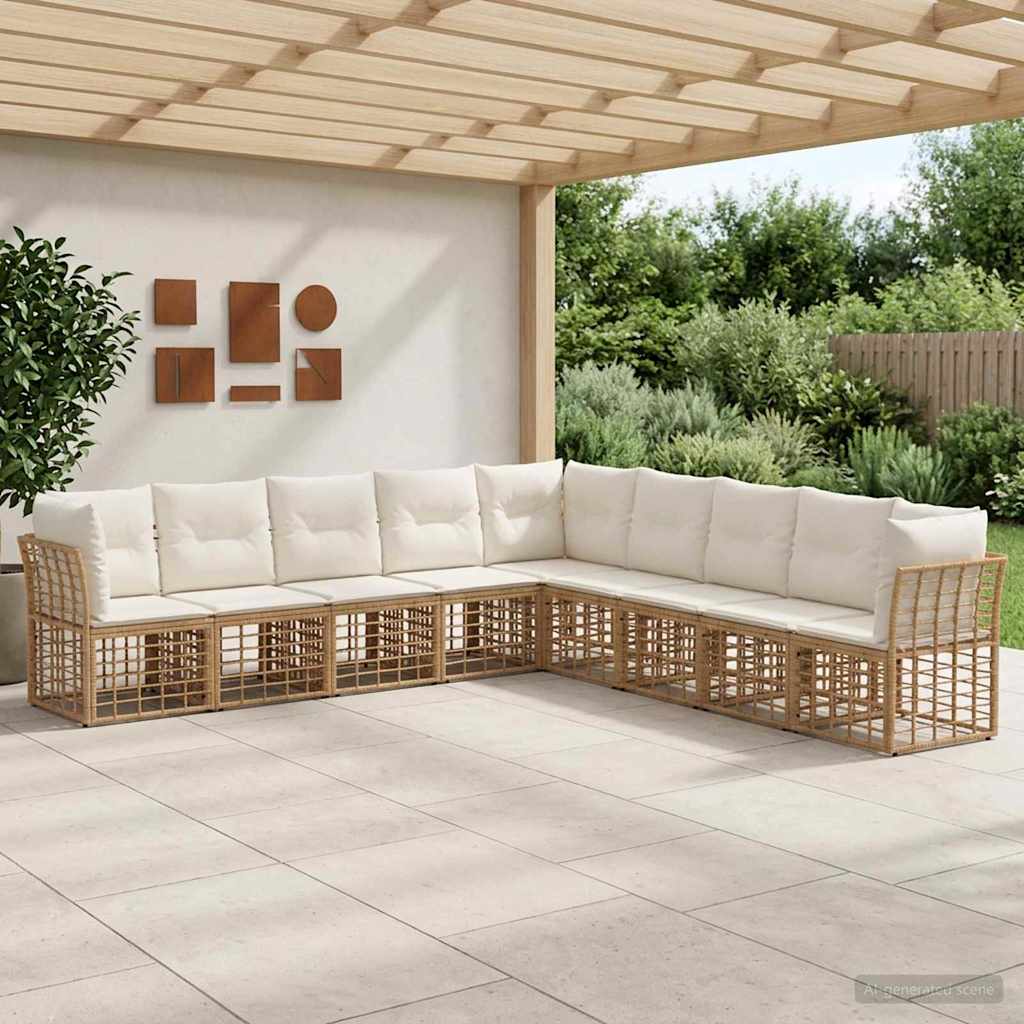 vidaXL Outdoor-Sofagarnitur Natur Polyester