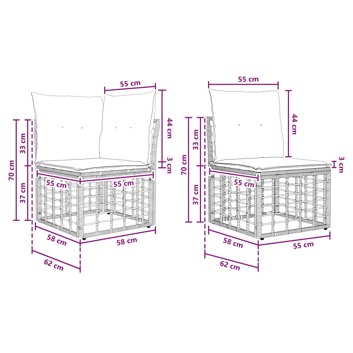 Udendørs sofagruppe 7 stk. Polyester - Billede 8
