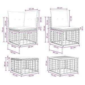 Venkovní pohovková souprava 7 pcs Přirozená a krémově bílá - obrázek 10