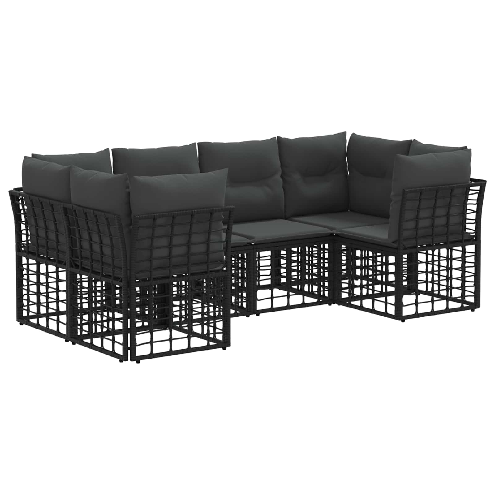 Zunanja garnitura za sedenje z blazino 6 pcs Črna Poliester - slika 2