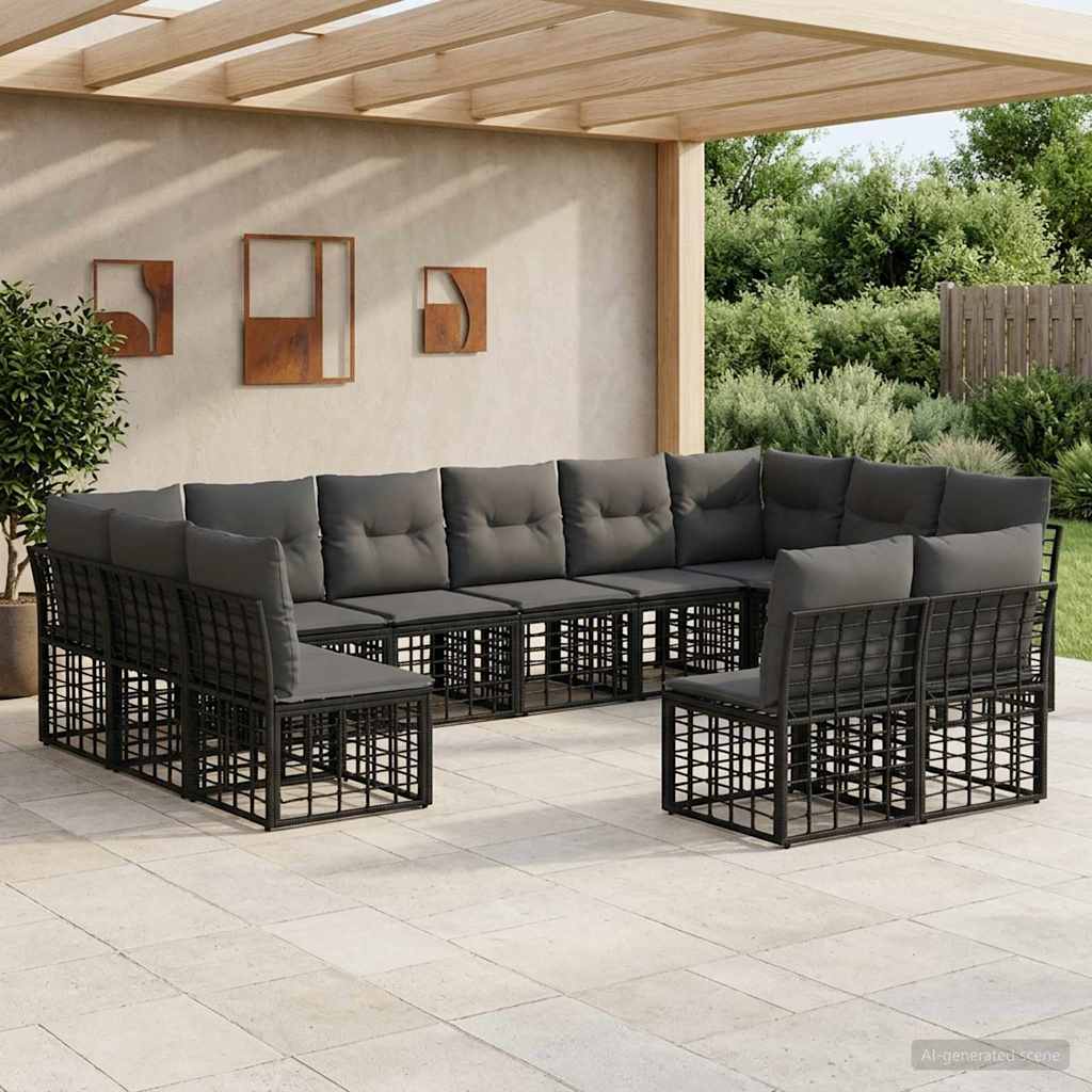 Buiten bankenset Zwart en Donkergrijs Polyester