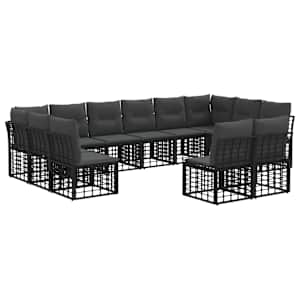 Venkovní pohovková souprava Černá a tmavě šedá Polyester - obrázek 2