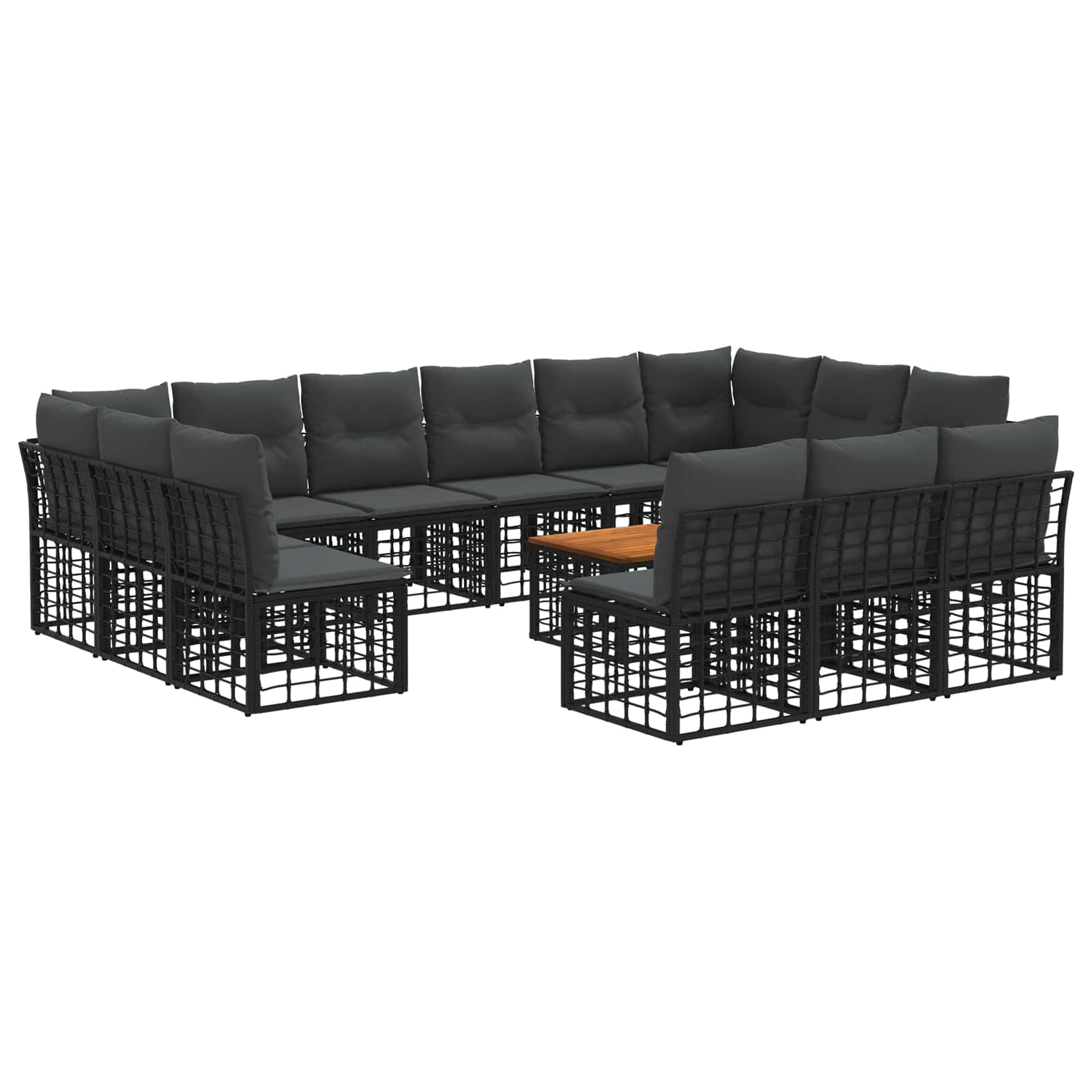 Zunanja garnitura za sedenje 14 pcs Črna in Temno siva