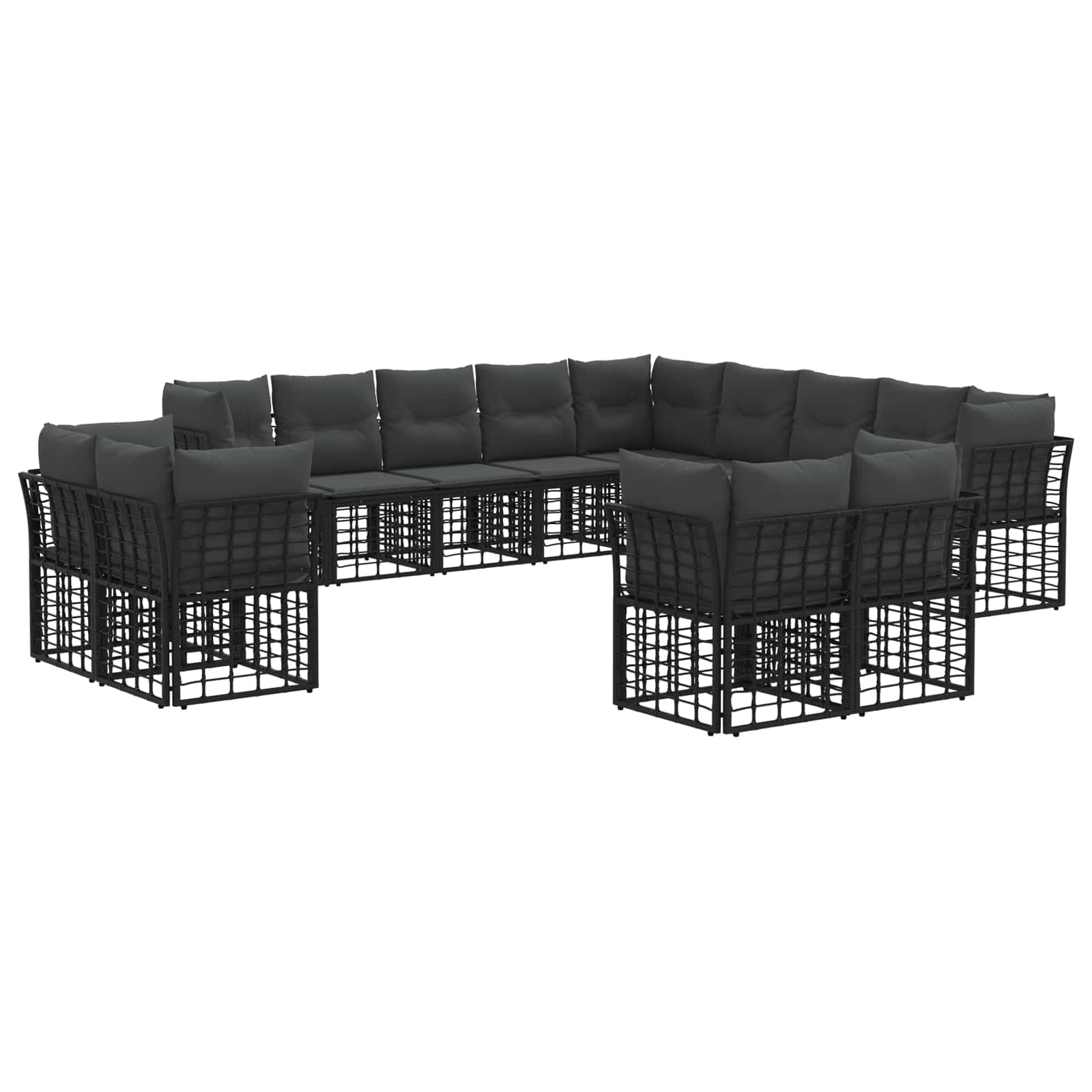 vidaXL Outdoor-Sofagarnitur Schwarz und Dunkelgrau Polyester – Bild 2