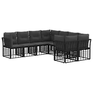 Zunanja garnitura za sedenje 8 pcs Črna in Temno siva Poliester