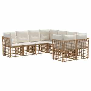 Zunanja garnitura za sedenje 8 pcs Naravna in krem bela