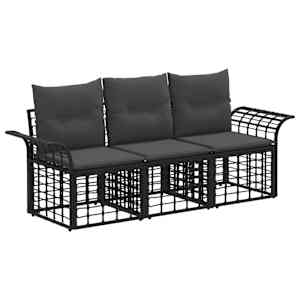 Zunanja garnitura za sedenje 3 pcs Črna in Temno siva Poliester