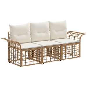 Zunanja garnitura za sedenje 3 pcs Naravna in krem bela
