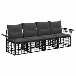 Zunanja garnitura za sedenje 4 pcs Črna in Temno siva Poliester