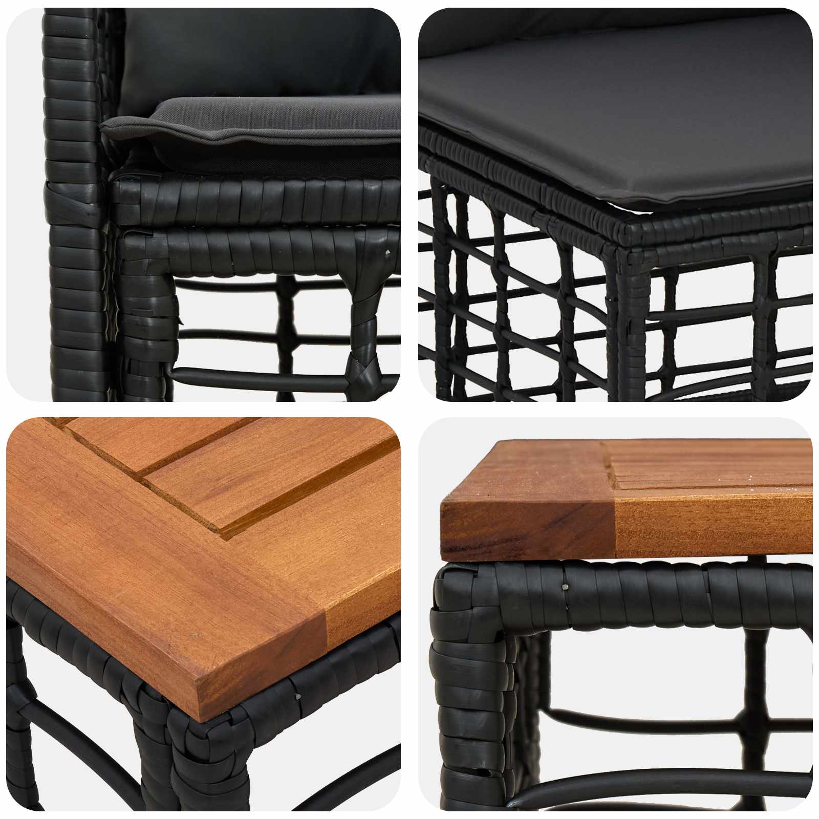 Buiten bankenset 8 st Zwart en Donkergrijs poly rattan - Afbeelding 7