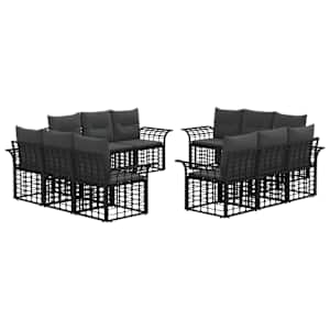 Zunanja garnitura za sedenje 12 pcs Črna in Temno siva