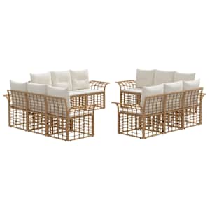 Zunanja garnitura za sedenje 12 pcs Naravna in krem bela