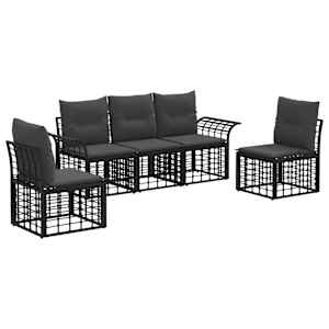 Zunanja garnitura za sedenje 5 pcs Črna in Temno siva Poliester