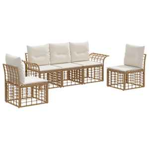 Zunanja garnitura za sedenje 5 pcs Naravna in krem bela