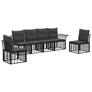 Zunanja garnitura za sedenje 6 pcs Črna in Temno siva Poliester