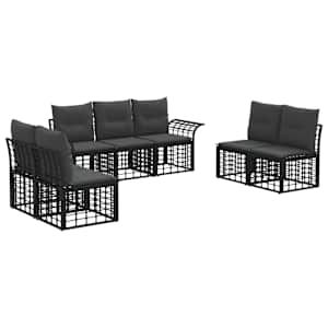 Zunanja garnitura za sedenje 7 pcs Črna in Temno siva Poliester