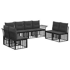 Zunanja garnitura za sedenje 8 pcs Črna in Temno siva Poliester