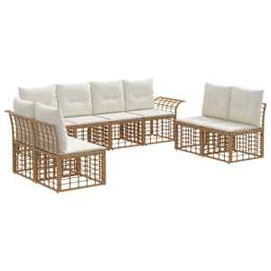 Zunanja garnitura za sedenje 8 pcs Naravna in krem bela