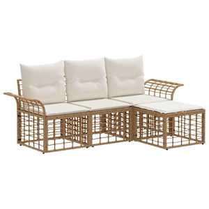 Zunanja garnitura za sedenje 4 pcs Naravna in krem bela