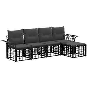 Zunanja garnitura za sedenje 5 pcs Črna in Temno siva Poliester