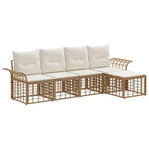 Zunanja garnitura za sedenje 5 pcs Naravna in krem bela