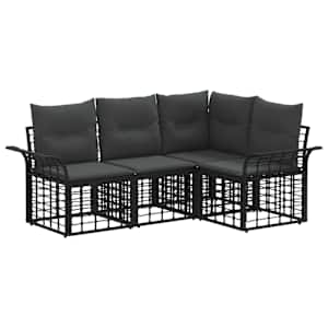 Zunanja garnitura za sedenje 4 pcs Črna in Temno siva Poliester