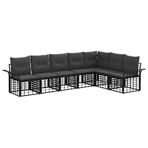 Zunanja garnitura za sedenje 7 pcs Črna in Temno siva Poliester