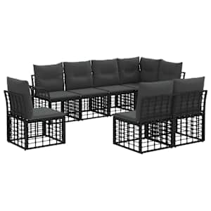 Zunanja garnitura za sedenje 8 pcs Črna in Temno siva Poliester