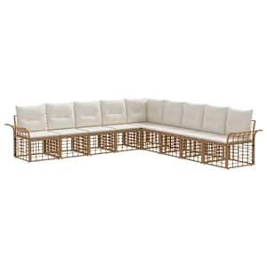 Zunanja garnitura za sedenje 9 pcs Naravna in krem bela