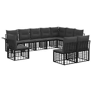 Zunanja garnitura za sedenje 10 pcs Črna in Temno siva