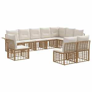 Zunanja garnitura za sedenje 10 pcs Naravna in krem bela