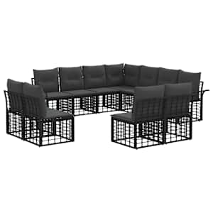 Zunanja garnitura za sedenje 11 pcs Črna in Temno siva