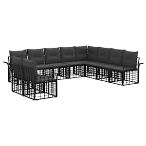 Zunanja garnitura za sedenje 10 pcs Črna in Temno siva