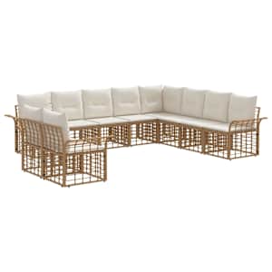 Zunanja garnitura za sedenje 10 pcs Naravna in krem bela