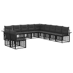 Zunanja garnitura za sedenje 11 pcs Črna in Temno siva