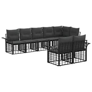 Zunanja garnitura za sedenje 8 pcs Črna in Temno siva Poliester