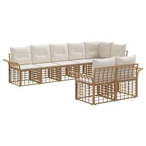 Zunanja garnitura za sedenje 8 pcs Naravna in krem bela