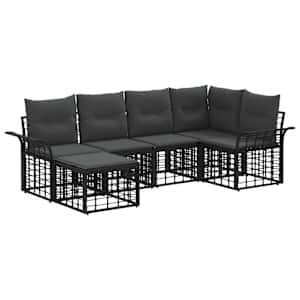 Zunanja garnitura za sedenje 6 pcs Črna in Temno siva Poliester