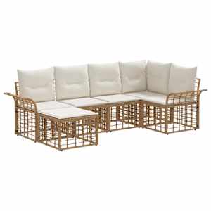 Zunanja garnitura za sedenje 6 pcs Naravna in krem bela